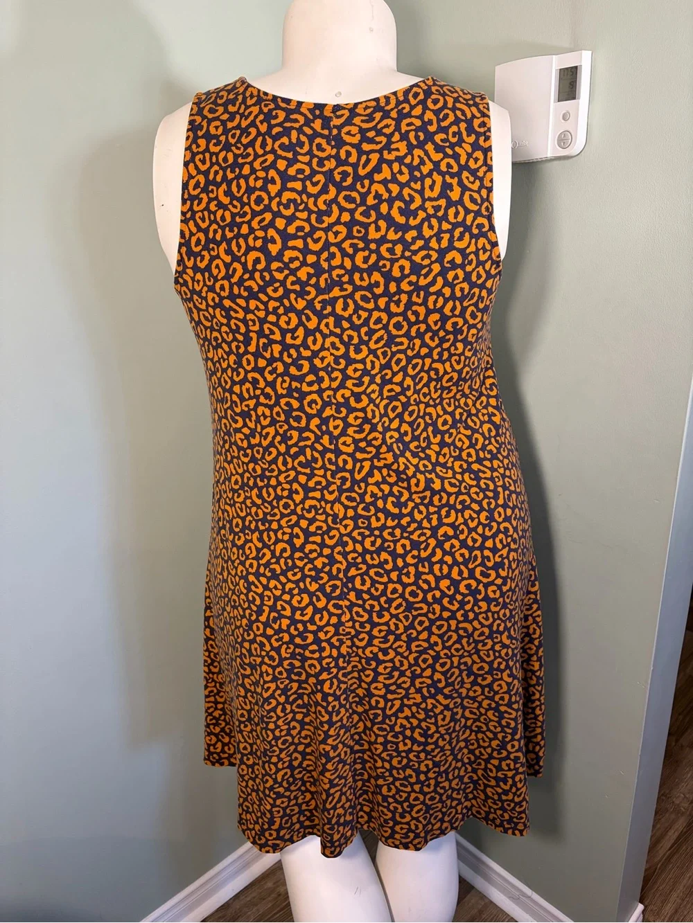 132. Old Navy Women's Sleeveless Orange Leopard Print Dress - Picture 3 of 5